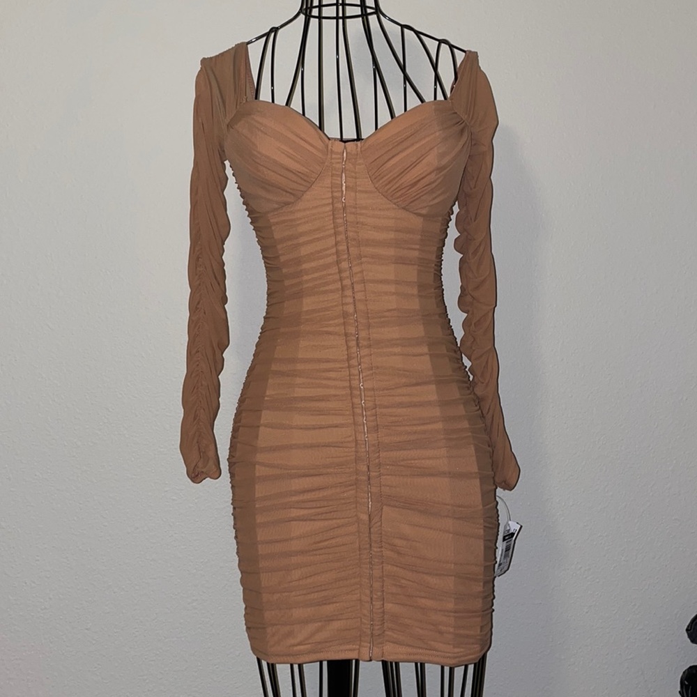 Nude Mini Ruched Dress ✨